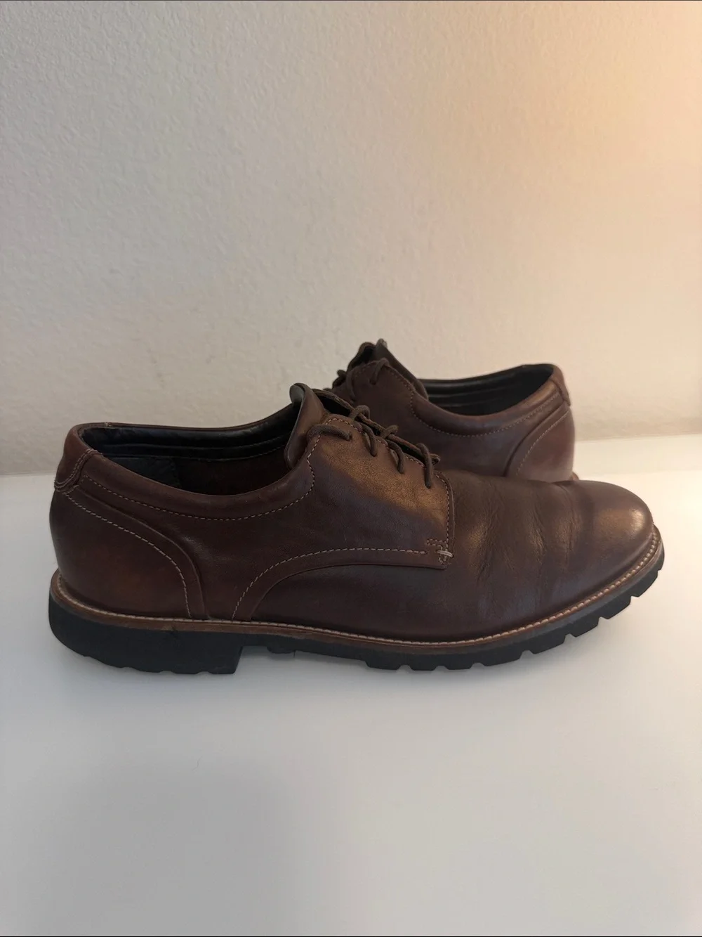 Rockport Men’s Brown Leather Adiprene Derby Shoes Size 10